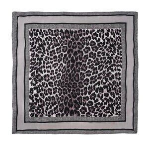 NWT Leopard Print Square Scarf Gray Silk Satin Fashion Neck Hair Accessory